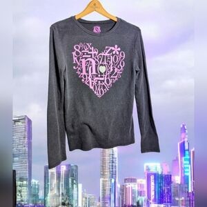 FRZ Black and Pink sz XL Long Sleeve Tee with Math Heart Design